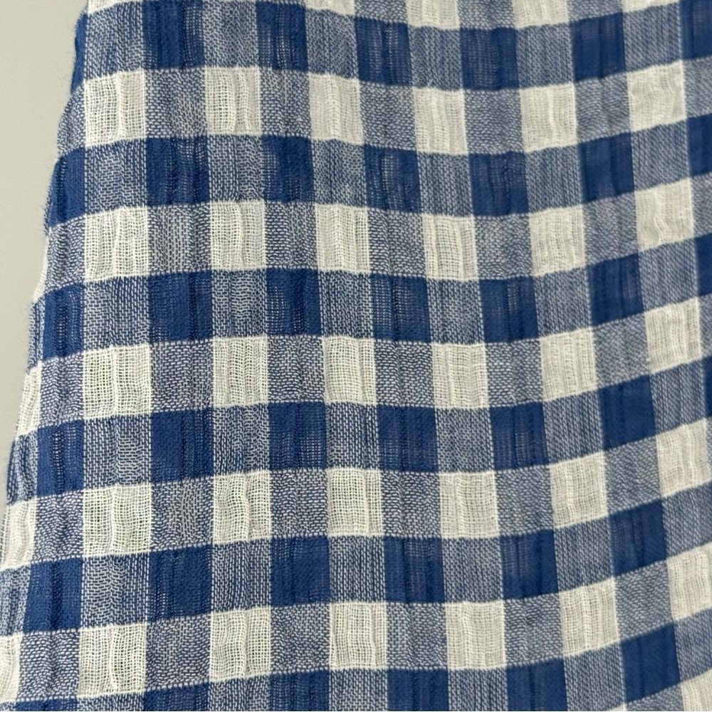 Calvin Klein Blue and White Gingham Peasant Blouse - Picture 5 of 10